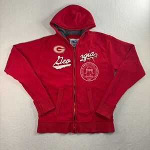 Y2K Georgia Bulldogs Full Zip Hoodie Men L Red Distressed Jacket J America